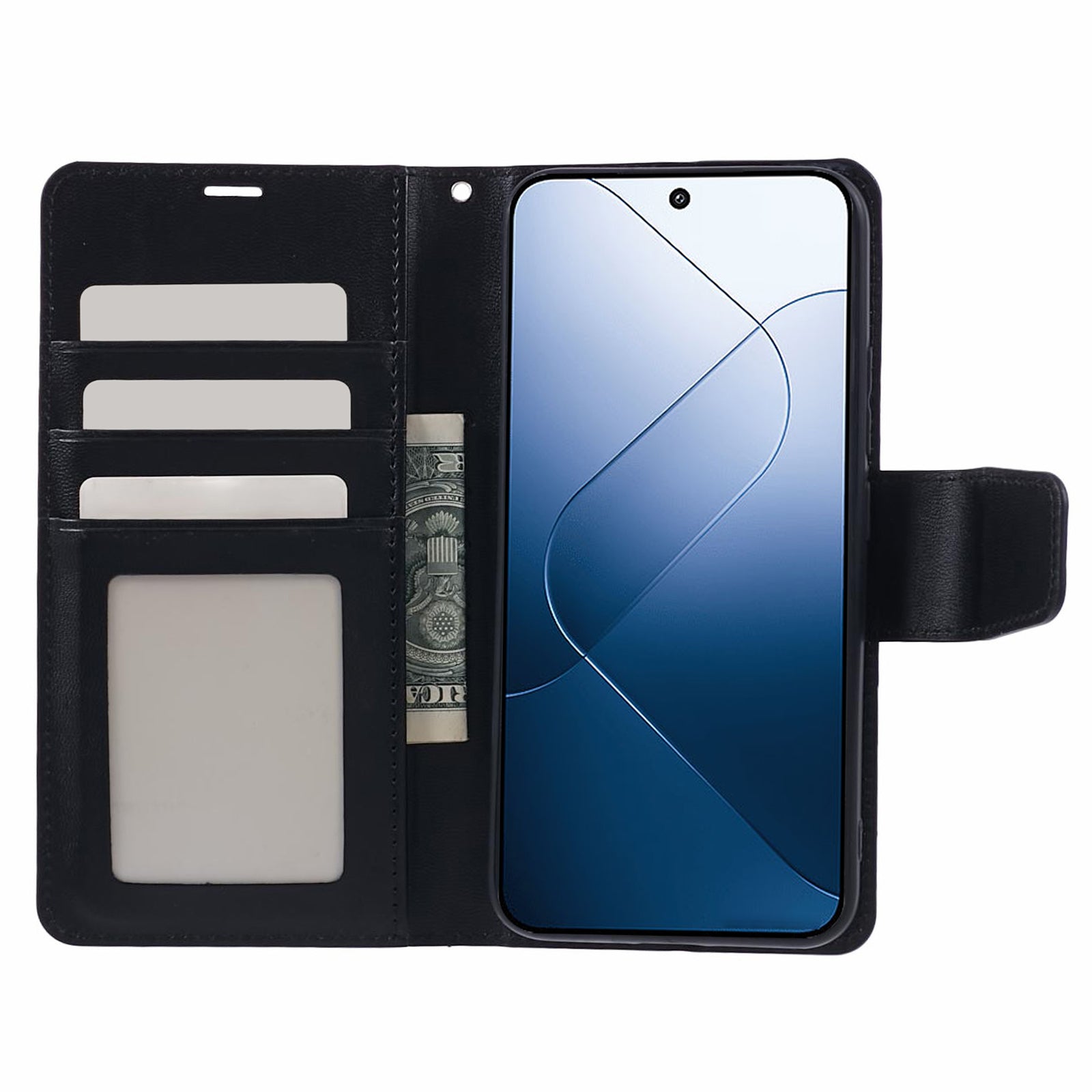 HANMAN Mill Series Phone Shell for Xiaomi 14 Case Wallet PU Leather Stand Cover - Black HANMAN Mill Series Phone Shell for Xiaomi 14 Case Wallet PU Leather Stand Cover - Black